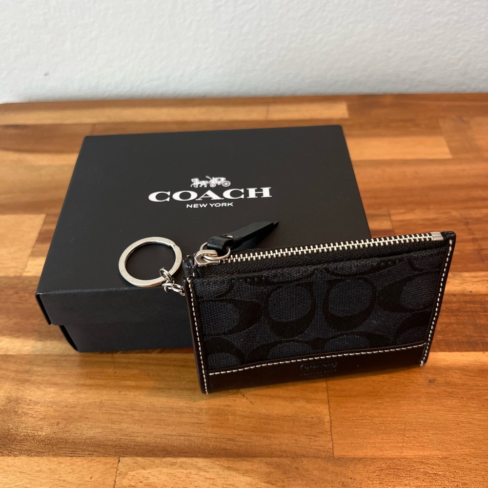 Coach Black Signature Keychain Wallet